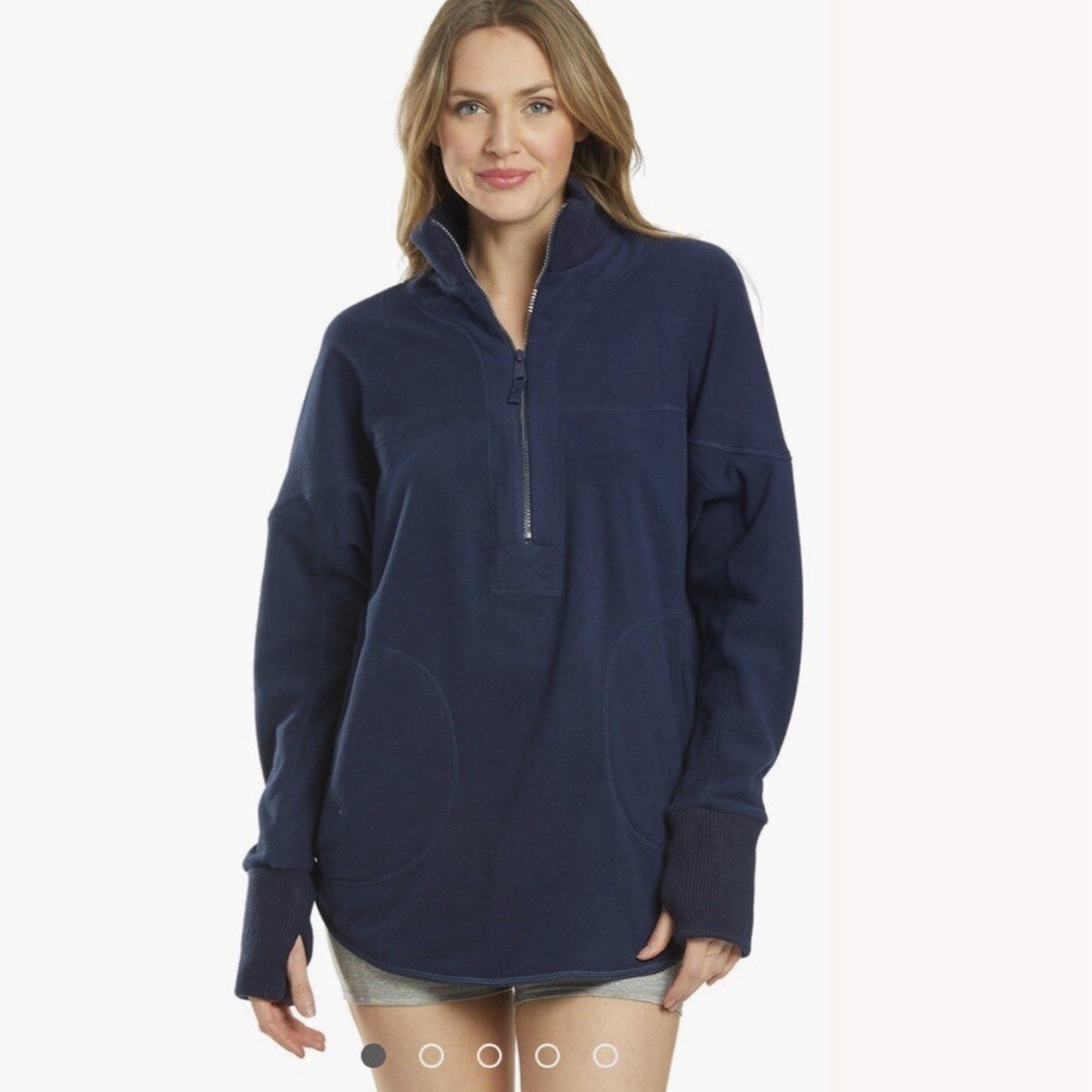 Free People Movement mountain dreamin size medium navy blue quarter zip fleece